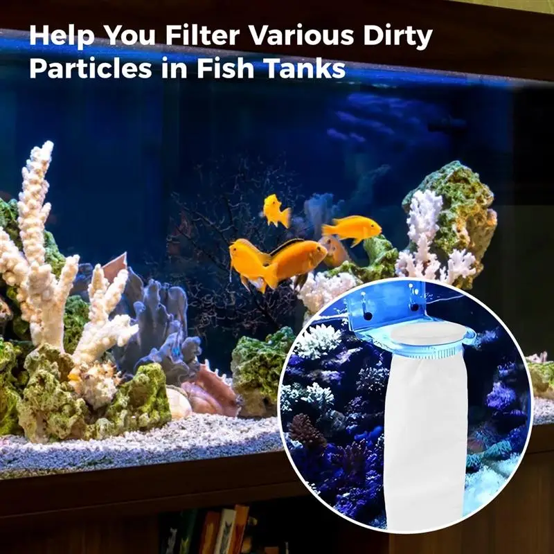 16PCS 200μM Aquarium Filter Bags Ring Filter Socks For Fish Tanks Ring Long Aquarium Socks Tank Freshwater Saltwater Aquariums