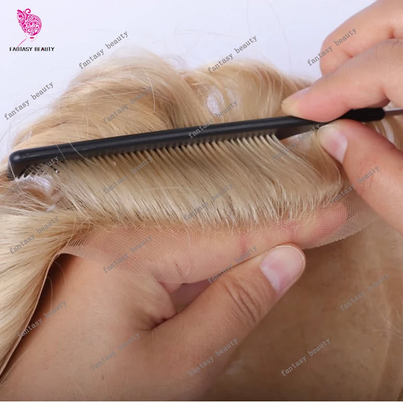 

Мужской парик-система замещения волос из 100% европейских натуральных волос (блонд/коричневый), с двойными узлами, на мягкой швейцарской сетке с полиуретановой основой Q6