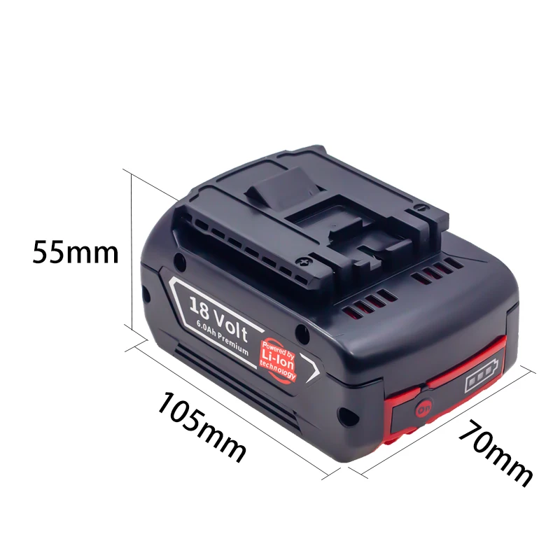 18v 6.0a recarregável li-ion bateria para bosch 18v ferramenta elétrica backup 6000mah portátil substituição bat609 luz indicadora