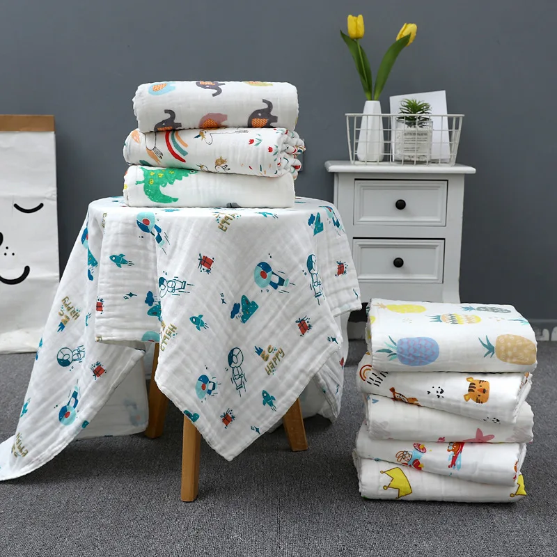 

Multi-Use Baby & Kids Blanket - Four-Layer Gauze Cotton Bath Towel Absorbent Bathing Robe & Newborn Swaddle Wrap for All Needs