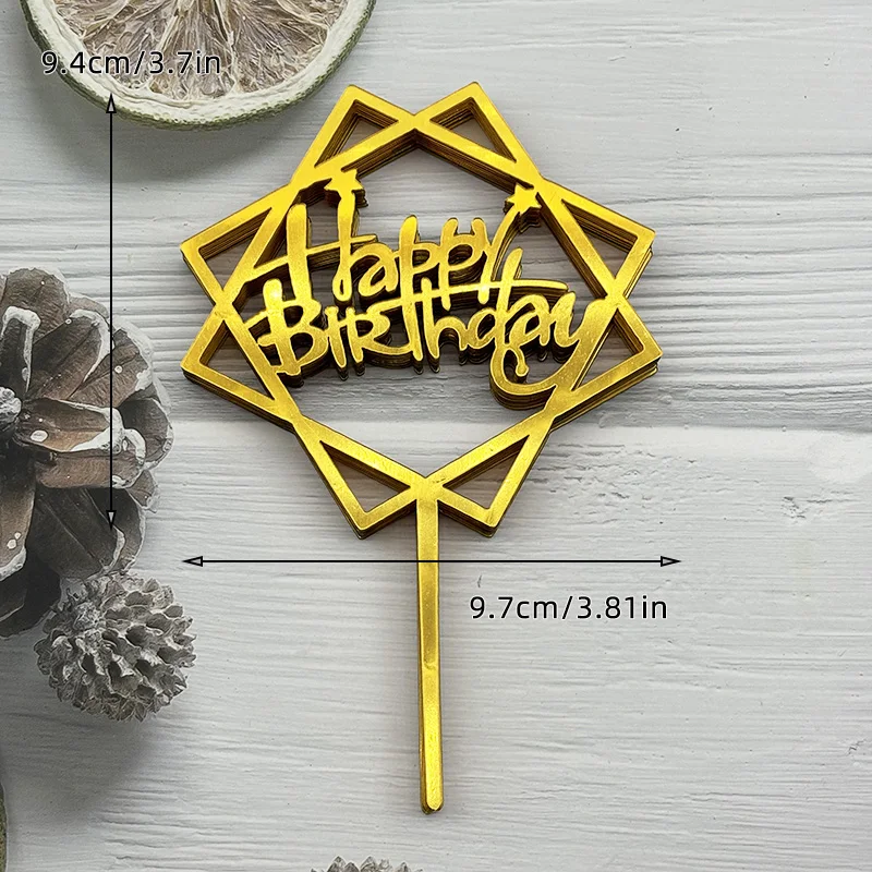 10 Stück Acryl-Kuchenaufsatz „Happy Birthday“, Rosa, Gold, Silber, für Kinder, Männer, Frauen, Babyparty, Party-Dekoration, Geschenkzubehör – Detail 3