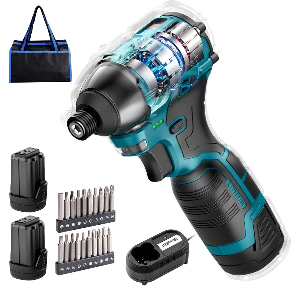 SEESII S516 16.8V Brushless 2in1 Cordless Driver Drill Electric Screwdriver Battery Screwdrivers 140Nm Household Hit Power Tools