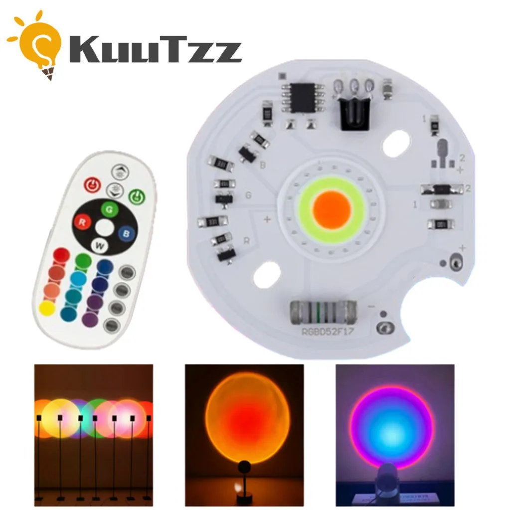 RGB LED COB Chip AC 220V Multicolor LED Sunset Lamp Chip with Remote for LED Rainbow Neon Night Light Atmosphere Lighting Decor