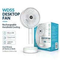 Ventilateur de bureau portatif rechargeable par micro USB, 1200mAh, 3 vitesses, ventilateur de refroidissement portable avec base détachable pour bureau, voyage, chambre à coucher, WD55 8