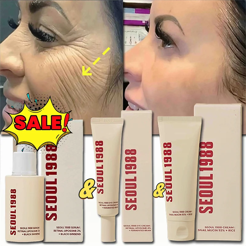 

Soothing Moisturizing Improve Brightening Facial Snail Mucin Rice Cream 4% Retinol Serum Eye Cream Seoul 1988 Korea Skincare Set