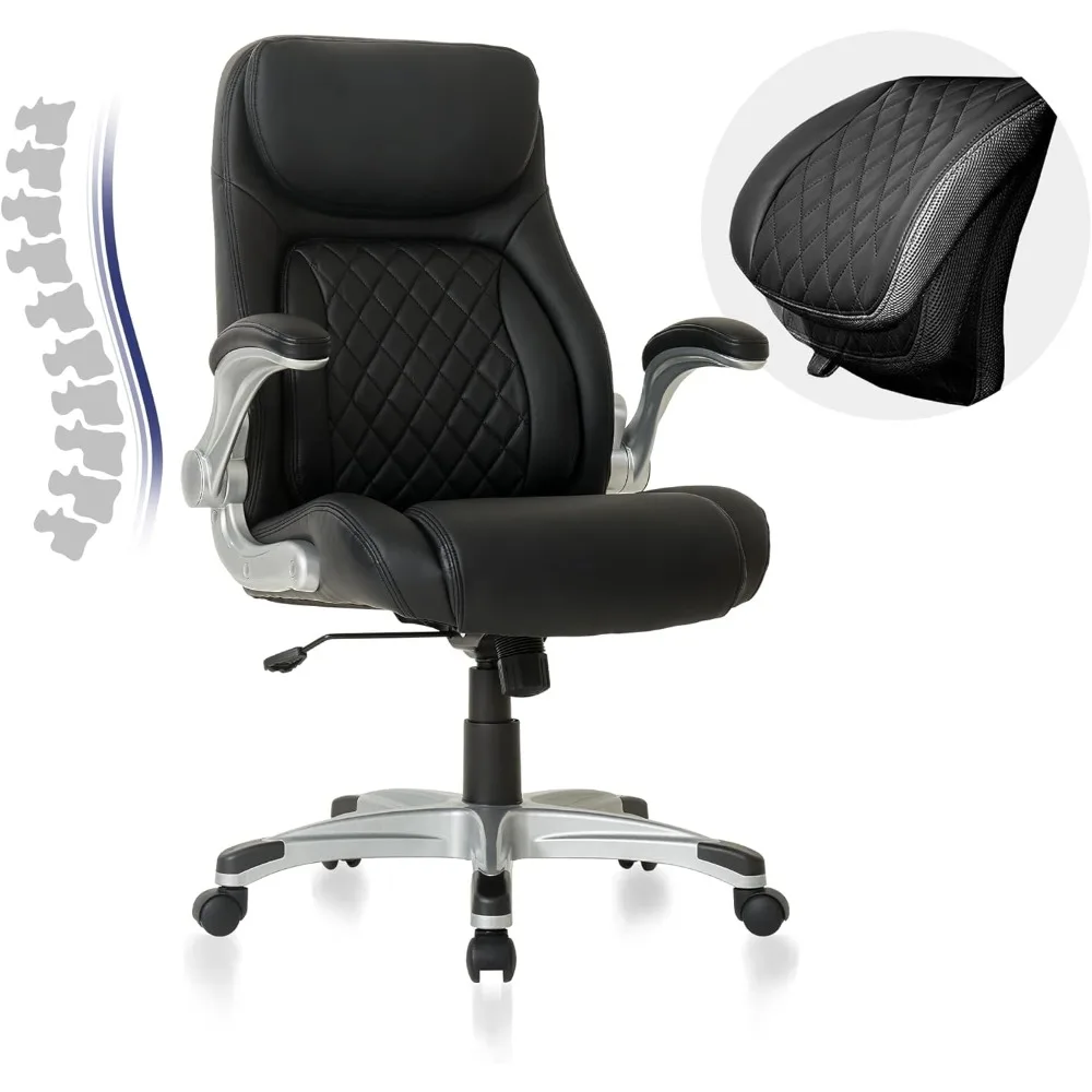 

Premium Ergonomic Office Chair with Microfiber Leather, Adjustable Lumbar Support and Armrests for Comfortable Desk and Gaming U