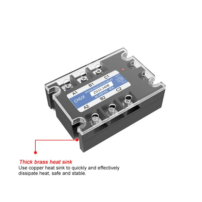 CHUX  Three Phase  Solid State Relay SSR 40A  3-32VDC Control  90-480VAC  DC-AC  ZG33-340B