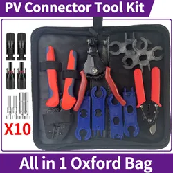 Solar Panel PV Cable Crimping Tool Kit for AWG14-10 2.5/4/6mm² with Stripper,Cutter,Solar Spanner and Solar Connectors