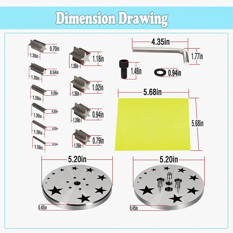 Star Disc Cutter 5mm to 31mm Set of 10 Punches,Suitable for Jewelry Dies Ewelry Tools Stamping Blanks Star Shape Disk Cutter