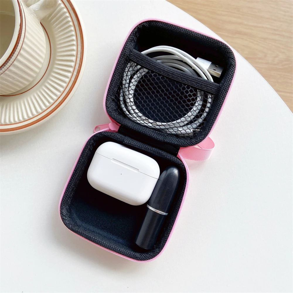 9.5cm Portable Shockproof Earphone Carry Case For Airpods Cable Charger Storage Bag Box Mickey Stitch Snoopy Kitty Melody Duffy