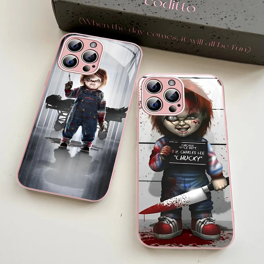 

Horror Movie Scary Chucky Doll Phone Case Tempered Glass For iphone 14 13 12 11 Pro Mini XS MAX 14Plus X XS XR Cover