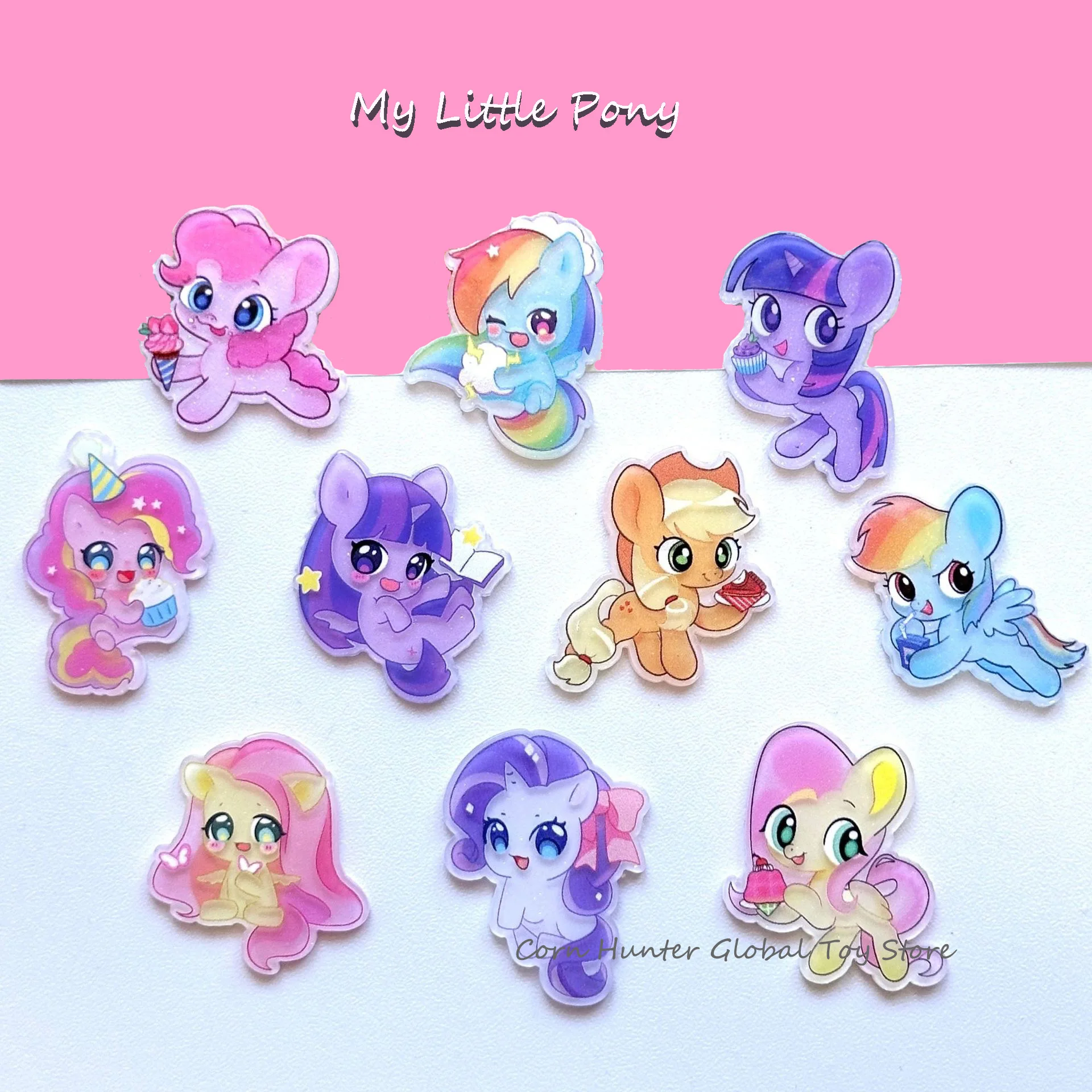 10Pcs My Little Pony kawaii Series Suit DIY Fashion Hairpin Decoration Crafts.Gift decoration.Mini fridge patch