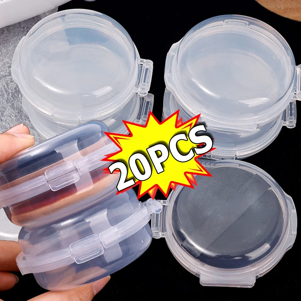 Transparent Powder Puffs 15/20PCS Double-layer Folding Drying Box Storage Case Portable Makeup Sponge Puffs Storage Box Holder