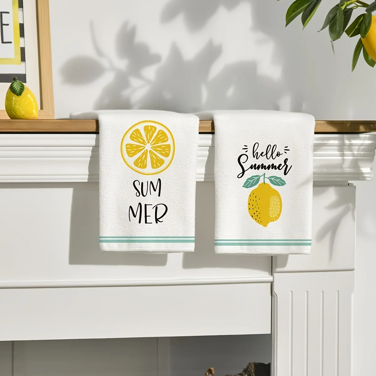 4Pcs, Fresh Lemon Print Kitchen Towels, 40Cm*60Cm Towel Set, Super Absorbent Soft Cleaning Cloth, Cooking and Baking Tea Towels, Hand Towels, Cleaning Cloths, Dishcloths, Kitchen Decoration, Living Room Decorations, Kitchen Essentials, Home Essentials