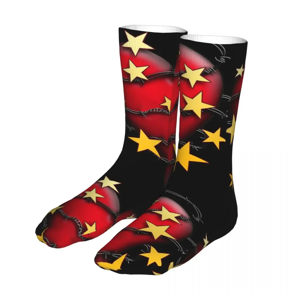 New Barbed Wire Heart And Stars Women Socks 2022 Men Sports Sock