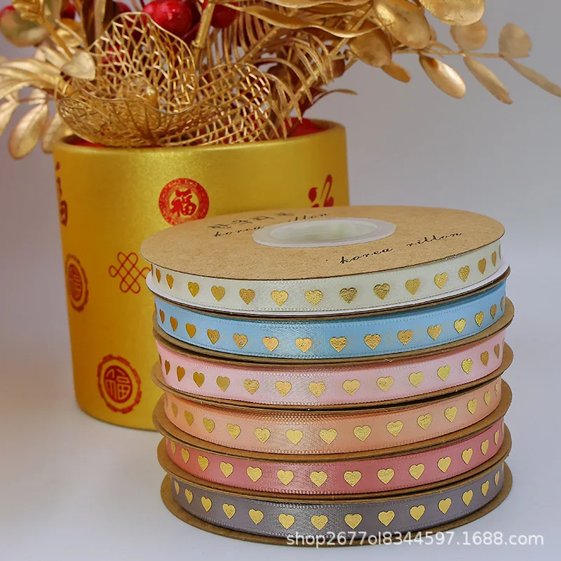 10mm breites Band, Heiß prägen, Liebes dekoration, Bänder, gebackene Blumen, Geschenk verpackungs materialien, Bänder, handgemachtes DIY