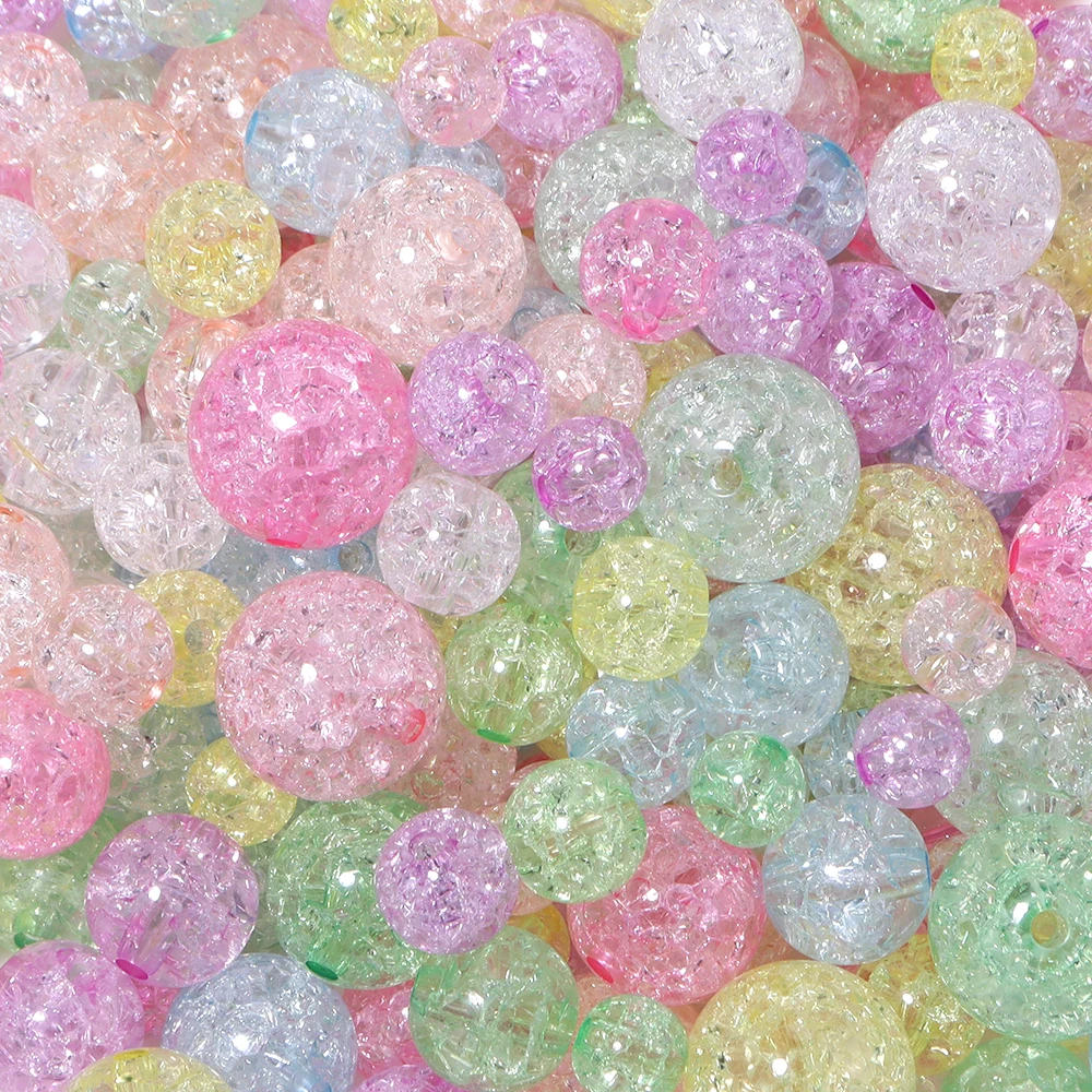 20-100pcs 8/10/12/14/16mm Cracked Acrylic Beads Candy Color Mixed Round Loose Beads For DIY Jewelry Making Bracelets Necklace image 3