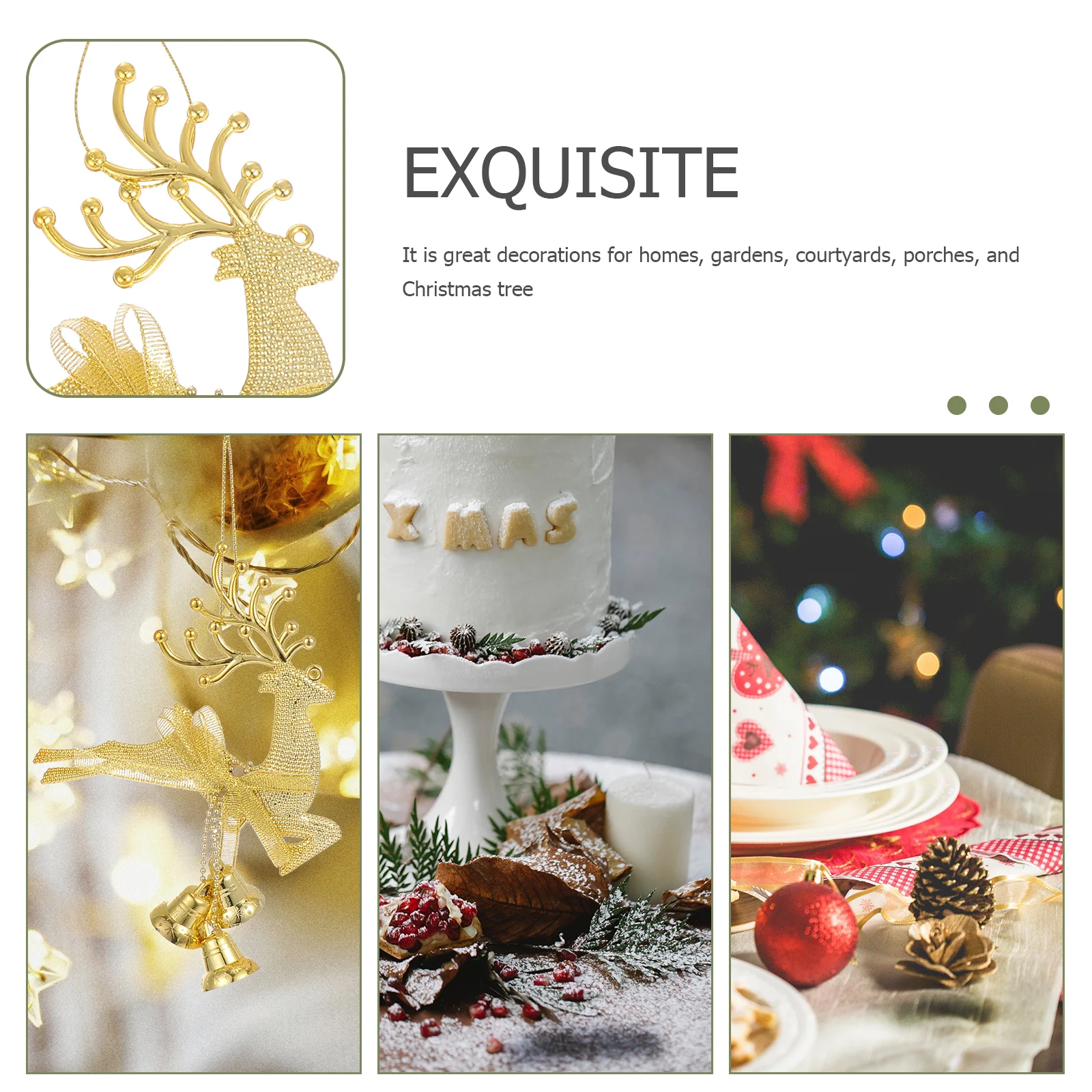 

8PCS PVC Plastic Christmas Hanging Decor Festival nament Xmas Tree Home Garden Photo Props Gifts Elk Style Pendant