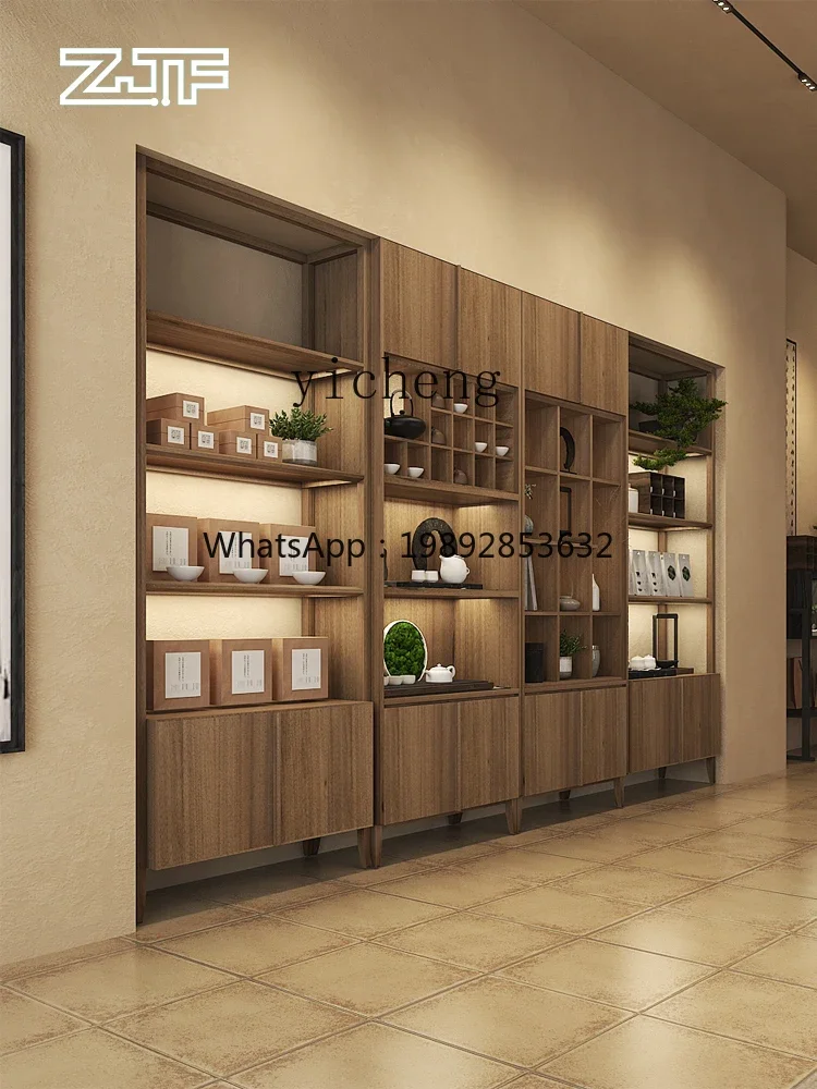 v4 Display Cabinet Tea Set Combination Display Shelf Tea Club Simple Display Shelf with Light New