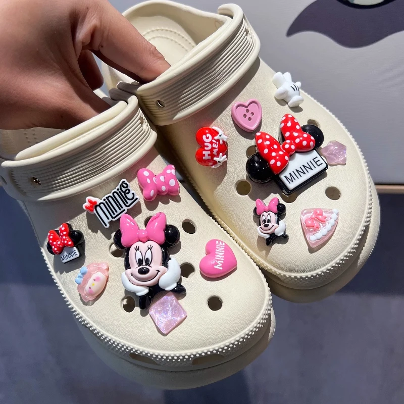 

Polka Dot Bow Disney Style Shoe Charms Accessories Decor for Minnie Mouse Clog garden Shoes Charm Buckle Kids Party Xmas Girls