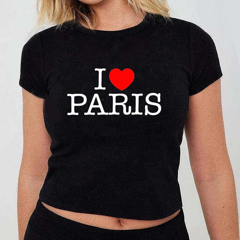 

Женский укороченный топ с надписью «I Heart Paris»