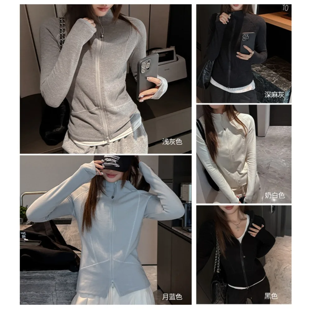 Autumn and Winter Thickened and Ground Three-dimensional Splicing Long-sleeved Front Shoulder Jacket Slim and Worn Cardigan