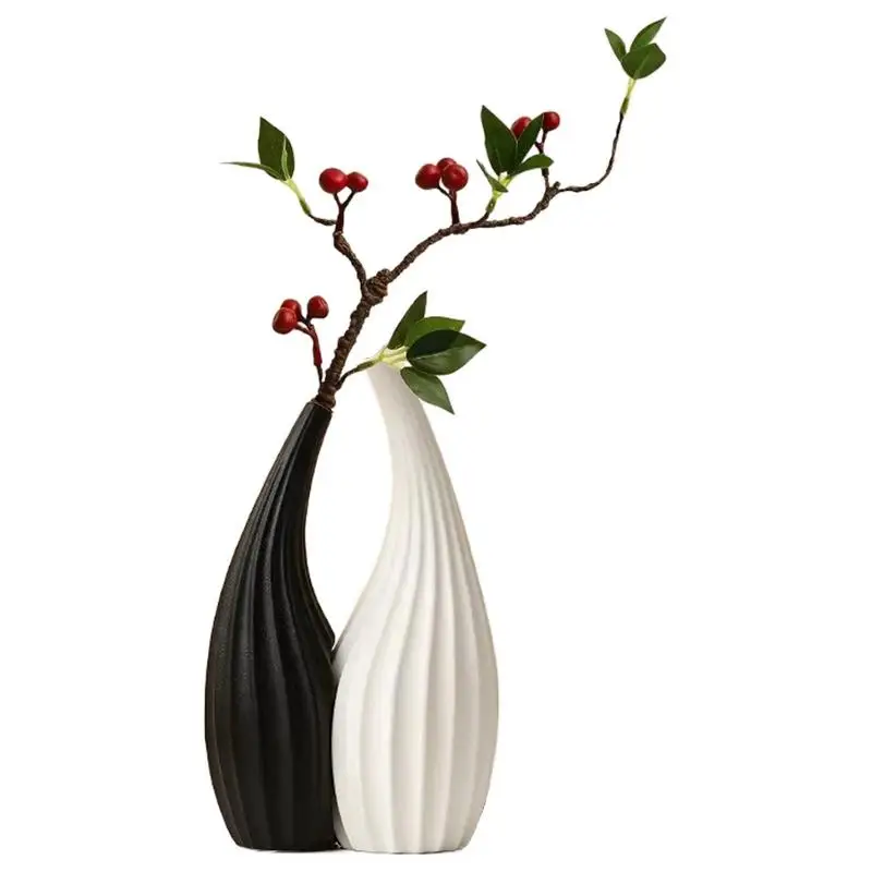 

Tall Ceramic Vase 2PCS Boho Style Ceramic Flower Vase Minimalist Style Glossy Finish Rustic Vase Shelf Decor Home Decor For