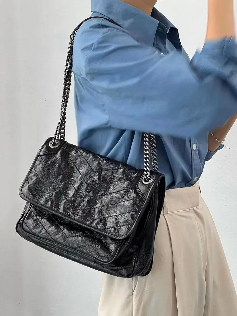 

LKG New Women's Handbag Oil Wax Leather oulder Crossbody Bag Genuine Leather Multiuse Handbag Faionable Daily Accory