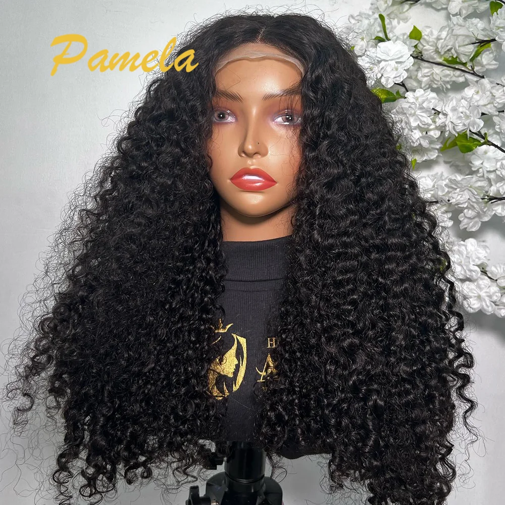 250% Density Curly Wear And Go Natural Colored Pre Plucked 13x4 HD Transparent Frontal Lace Brazilian Human Hair Wigs For Women