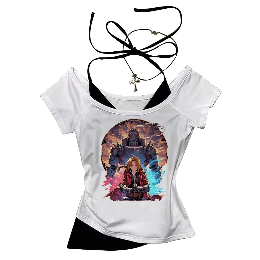 Fullmetal Alchemist cropped top women emo 2000s cheap gyaru scene  t-shirt 2000s cheap meme japan