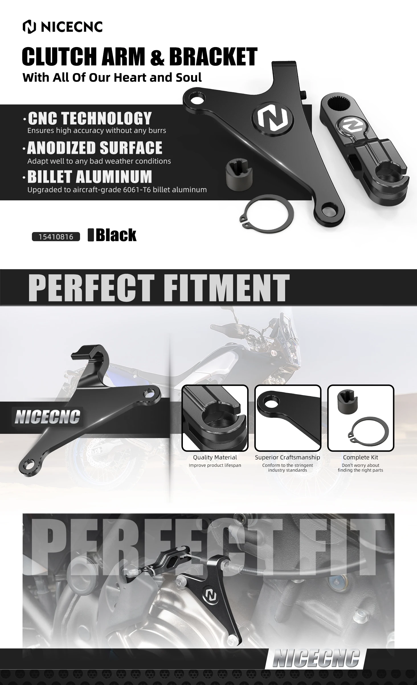 NICECNC Für Yamaha Tenere 700 T700 2019–2024, Kupplungsarmhalterung, Schaltstabilisator, Tenere 700 World Raid 2022 2023 MT07 2018–2022 – Detail 1