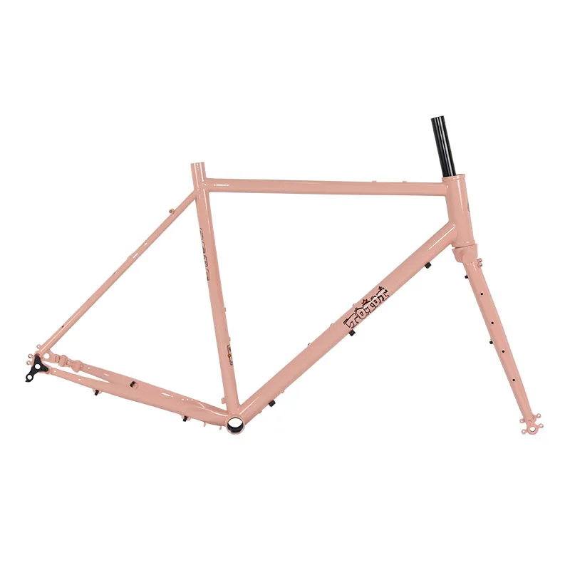 700C Road Bicycle Frame with Fork Chrome-molybdenum Steel Frame Travel Road Bike Frame Thru Axle Disc brake Steel Frameset