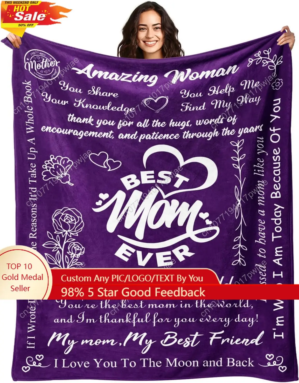 Mothers Day Birthday Gifts for Mom - Gifts for Moms from Daughter Son - Christmas Valentines Day Birthday Blanket Gift for Moms