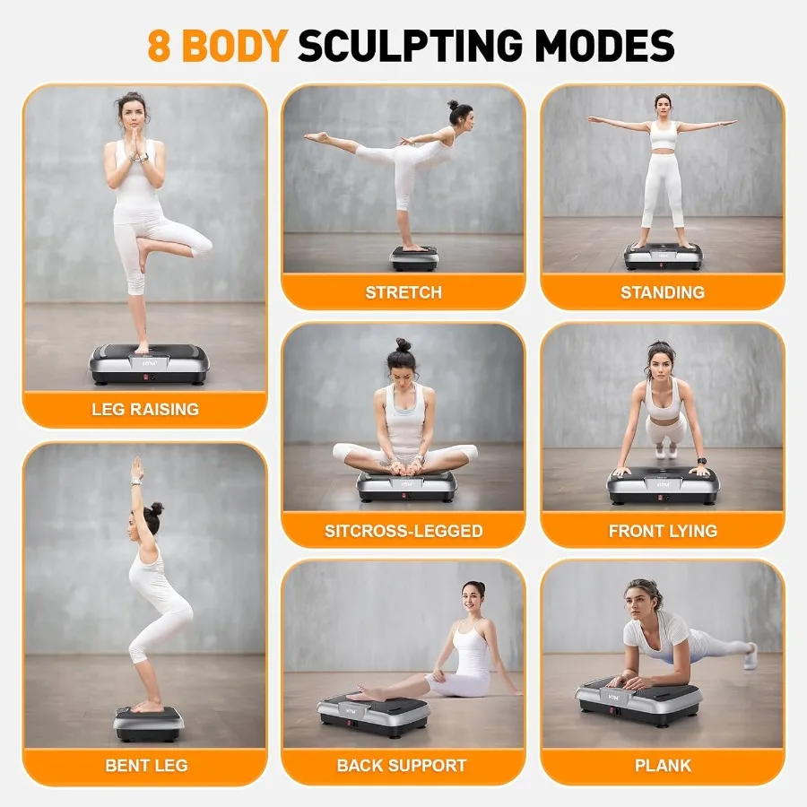 آلة تمرين لوحة الاهتزاز مع 180 إعدادًا للسرعة وسعة وزن 300 رطل لتخصيص جهاز التحكم عن بعد لكامل الجسم #5