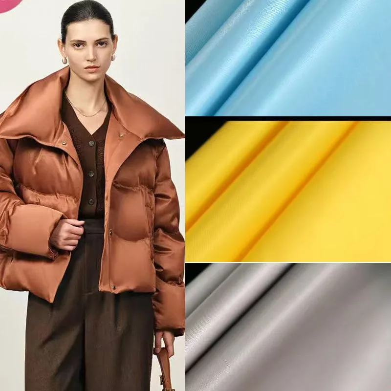 

Waterproof Stain Down Jacket Fabric Glossy By Meters for Pants Clothing Coat Vest DIY Sewing Cloth Plain Soft Smooth Black White