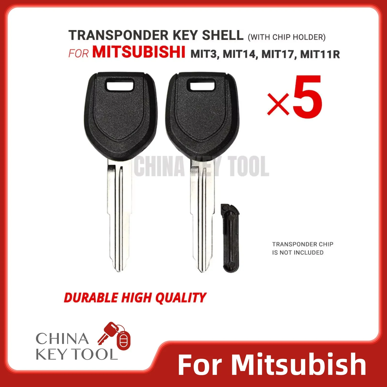 5x Transponder Key Shell For Mitsubishi MIT11R, MIT3, MIT14, MIT17 +Chip Holder
