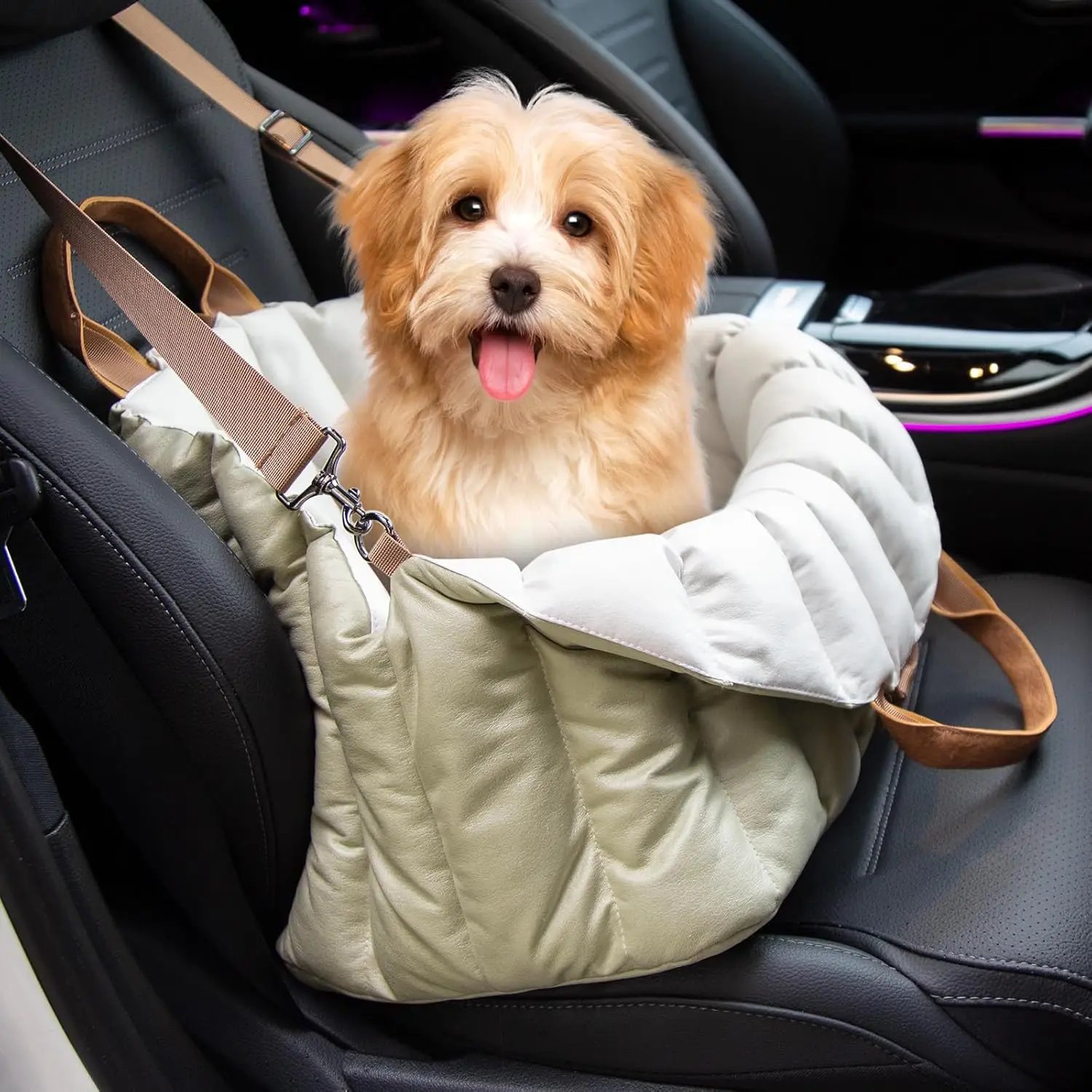 

ClevaHome Small Dog Car Seat & Travel Carrier, Non-Slip Booster Seat for Dogs Up to 10lbs, Fashionable Pet Bag