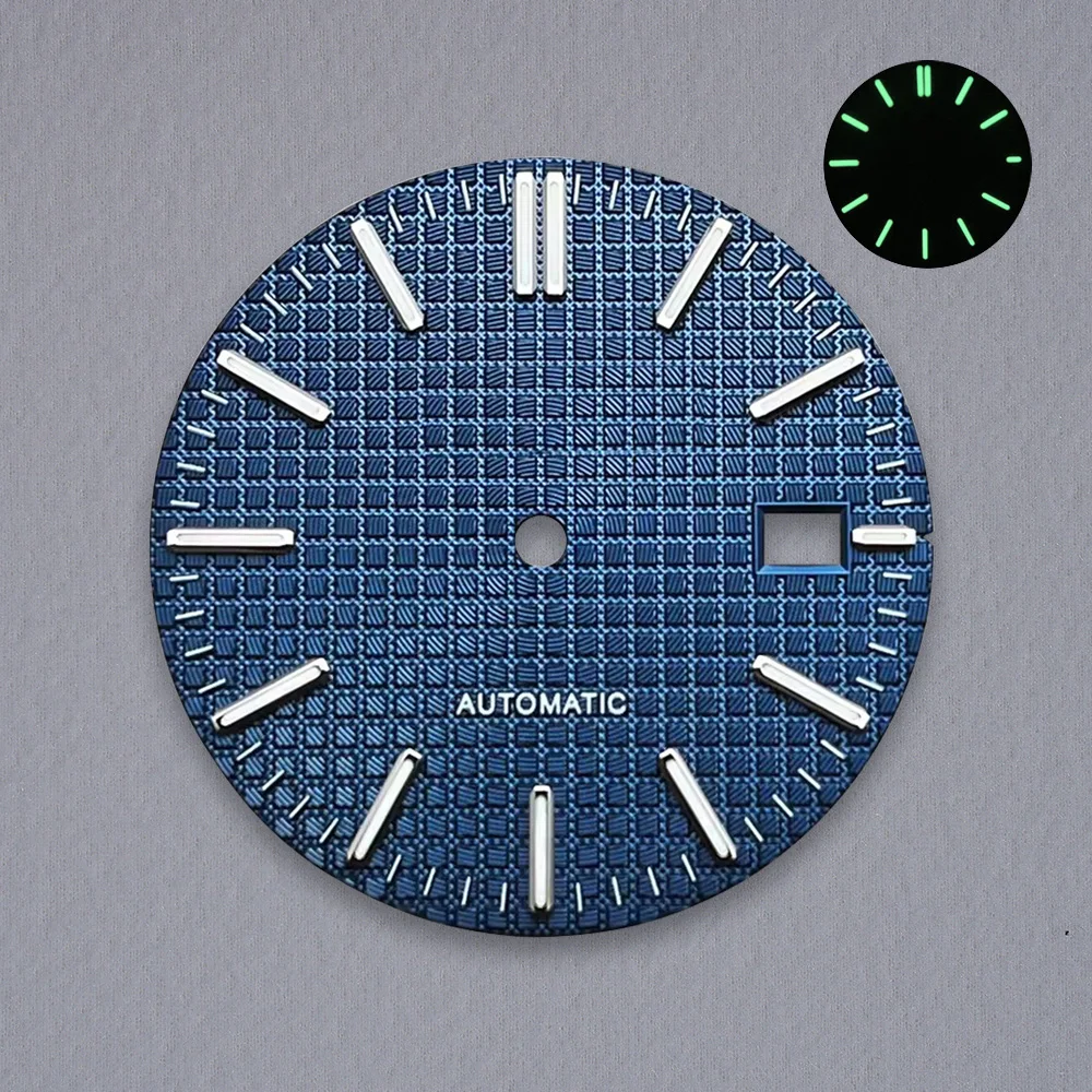 31.8mm S ロゴ オーク文字盤 NH35/NH36 自動巻きムーブメントに適しています グリーン夜光 高品質時計改造アクセサリー