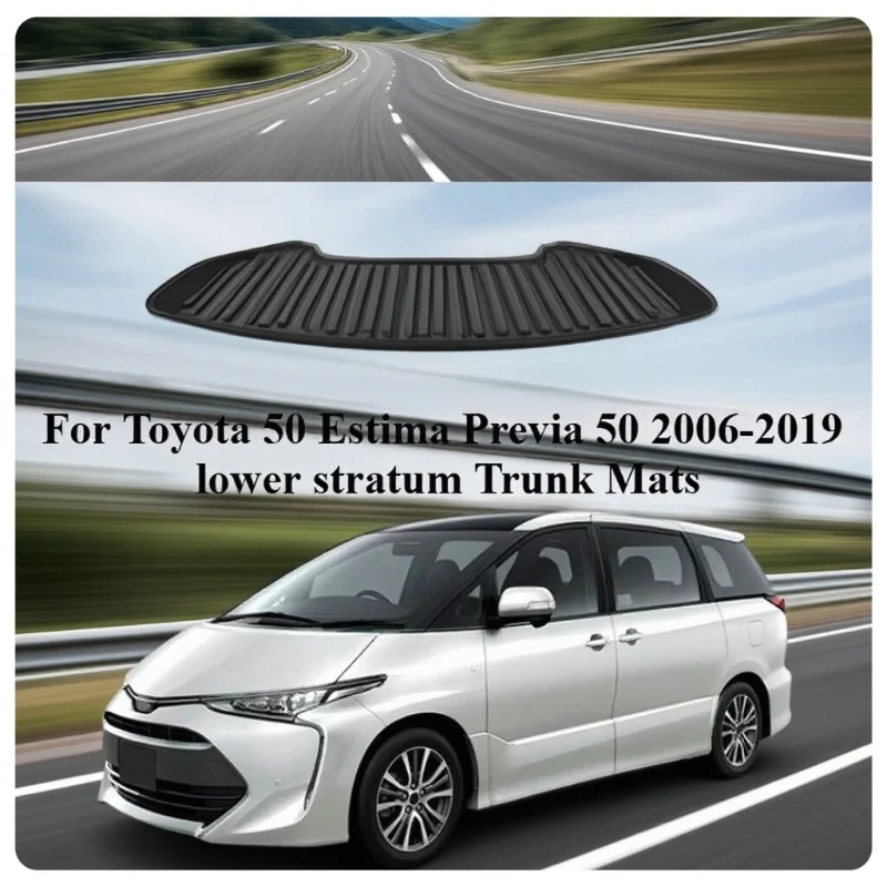 For Toyota Estima Previa 50 2006-2019 Lower Stratum Trunk Mats Pad TPE Cargo Liner Rear Trunk Mat Waterproof Wear-resistant