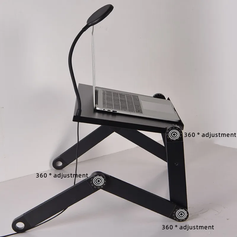 Adjustable laptop desk, laptop rack, TV bed, laptop desk rack with desk lamp and mouse pad, cooling fan, laptop desk