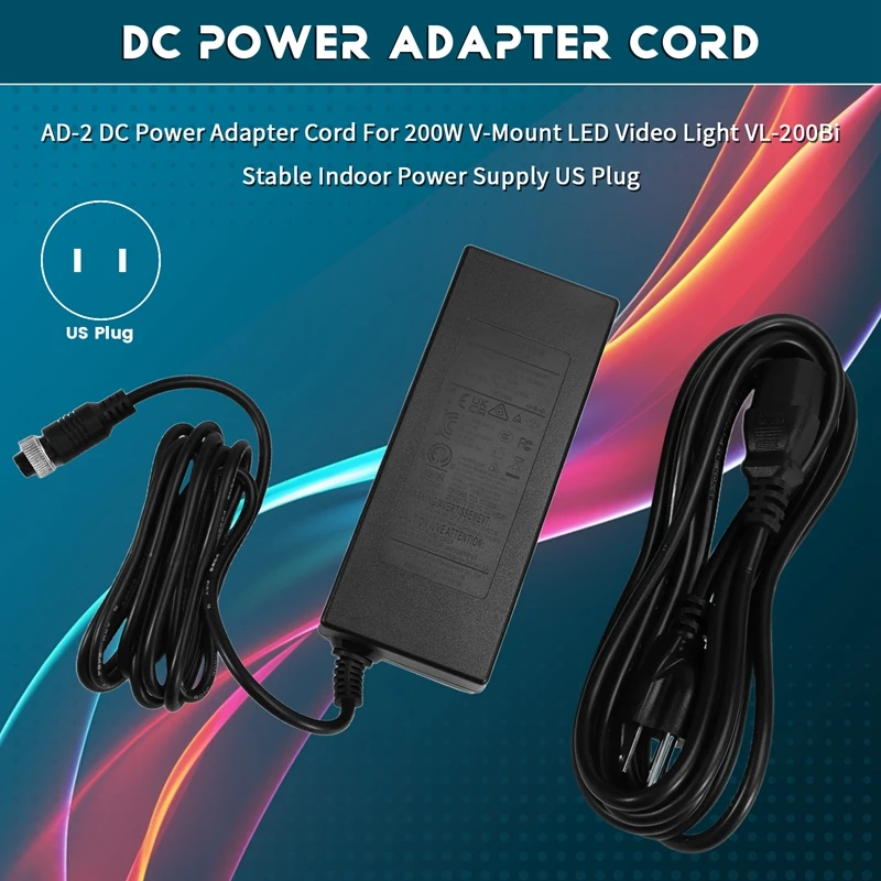 

Ulanzi AD-2 DC Power Adapter Cord For Ulanzi 200W V-Mount LED Video Light VL-200Bi Stable Indoor Power Supply