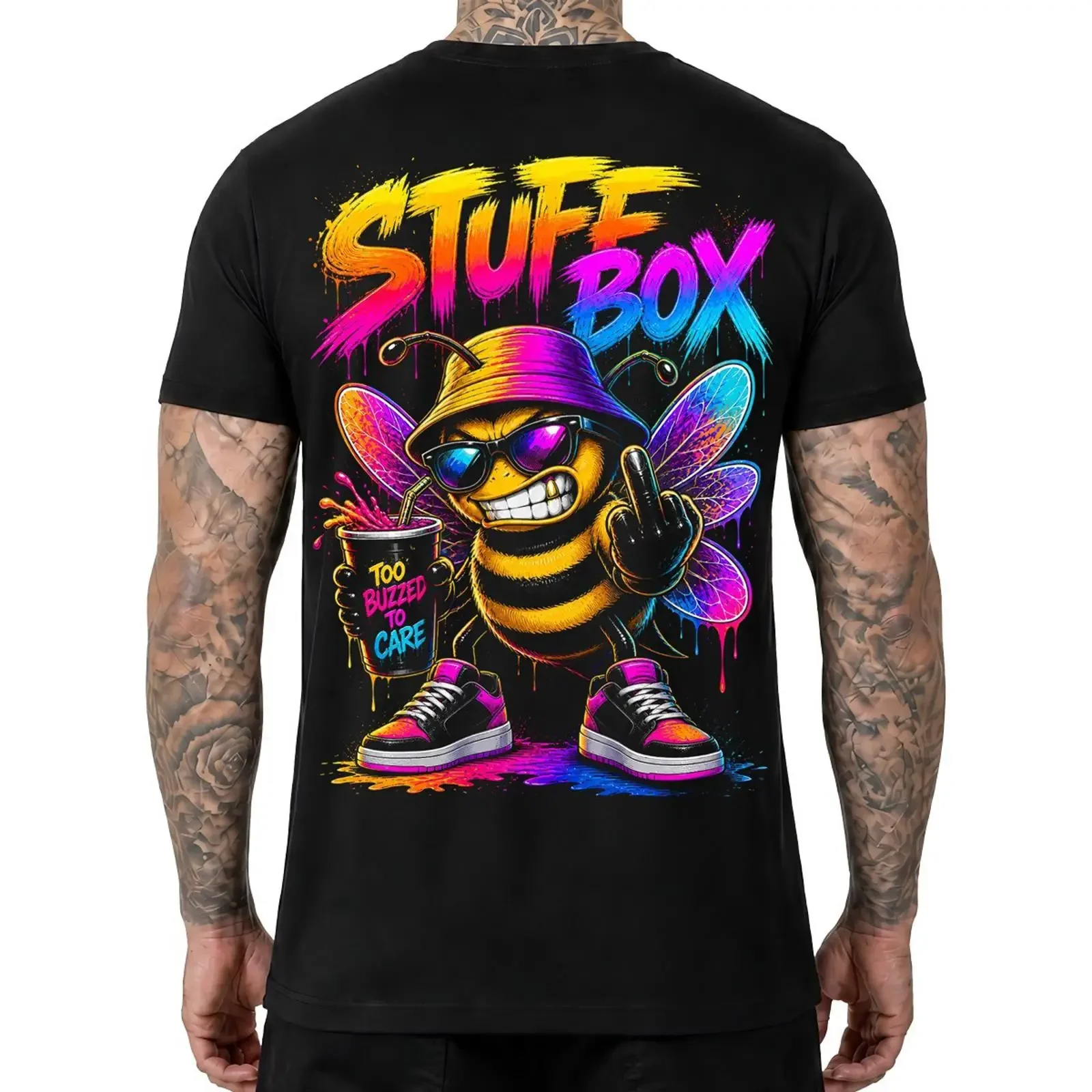Stuff Box Herren Rundhals kurzarm T Shirt Too Buzzed schwarz gR M NEU vintage Washed Unisex Stretched homme fashion Comfortable