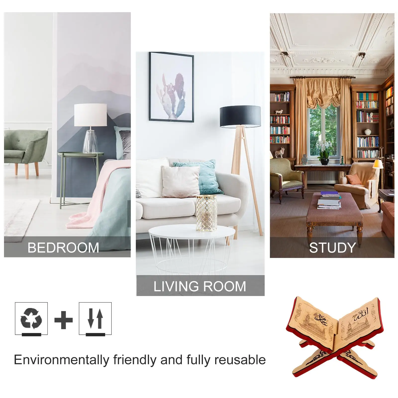 Rak Buku Dekoratif Alkitab Islam Rak Buku Rak Kantor Desktop Klasik Kayu