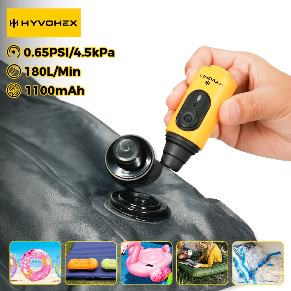 

Мини-портативный воздушный насос с насосом, 180 л/мин, быстрое накачивание и дефляция с 3 насадками для надувного матраса, уличные надувные лодки