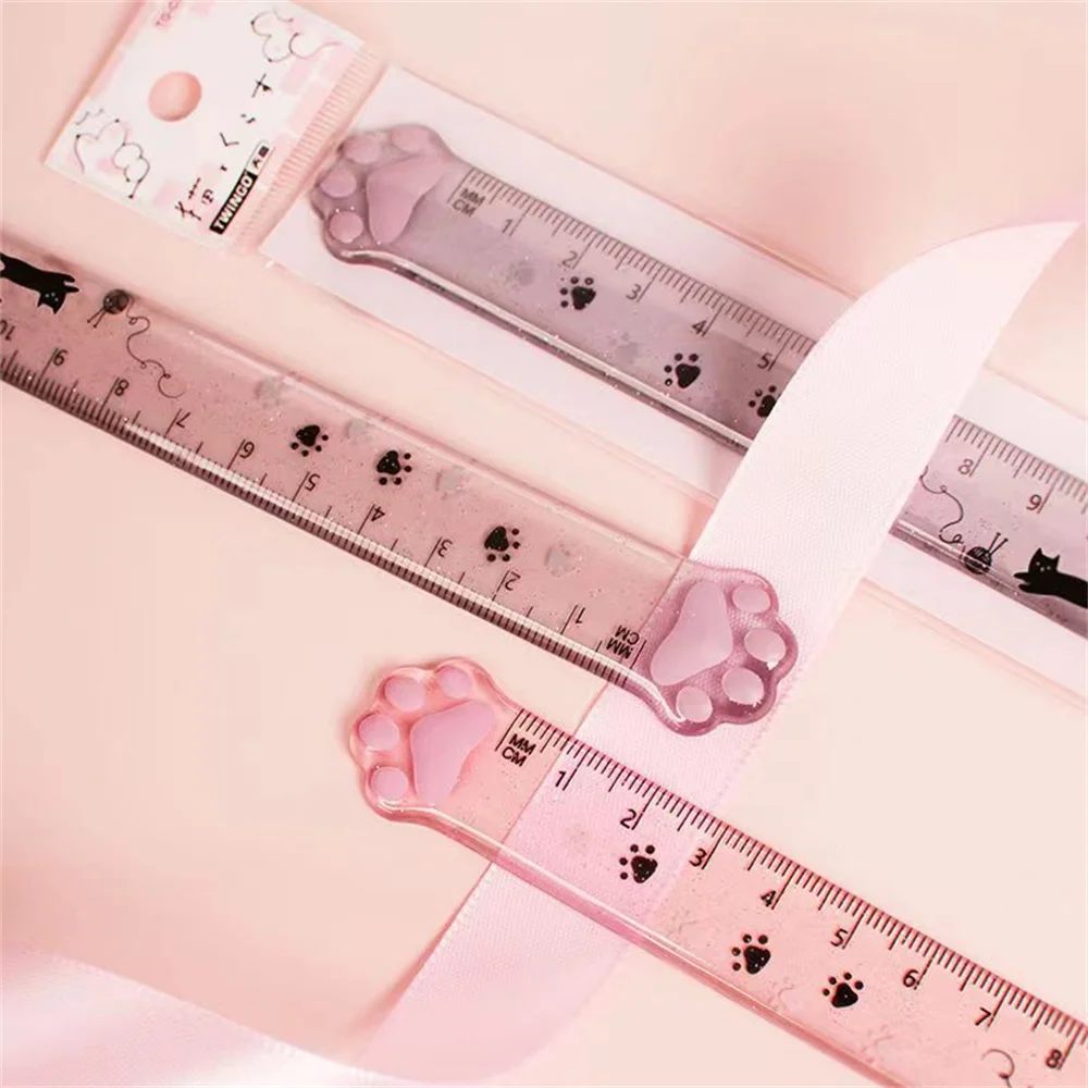 1/3/5PCS Oeny Cute Kitty Cats Paw Straight Ruler Kawaii Stationery Funny Drawing Gift Korean Office School Measuring Drawing