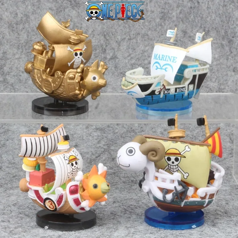 One Piece Anime Ship Model Figure Luffy 7cm Cute Mini Boat Thousandsunny Going Merry Assembled Action Figure Kids Toys Gifts