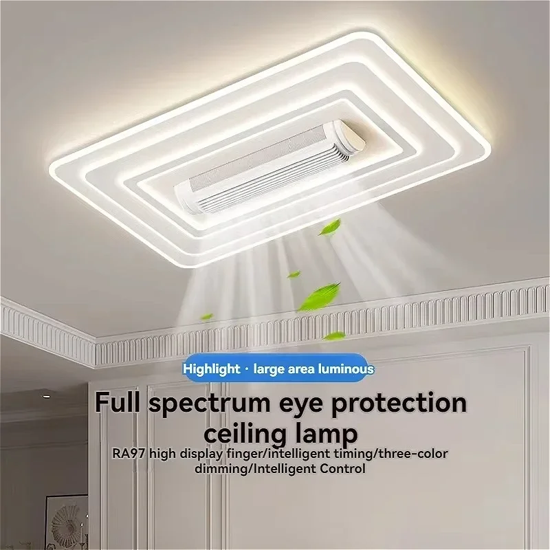 LED غير مرئية الخالية من الشفرة مروحة السقف الثريا ديكور المنزل الذكي لغرفة المعيشة غرفة نوم غرفة الأطفال مصابيح داخلية #4