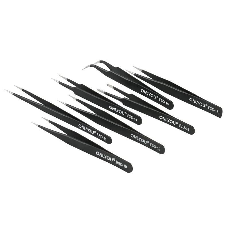 

High Quality 7/pcs BGA ESD Precision Tweezer Set Antistatic Tweezers Stainless Tweezers Tools