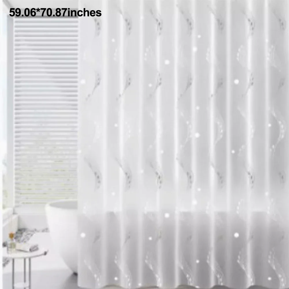 For Bathroom Decor Translucent Shower Curtain Moisture-resistant Curtain For Home Use Elegant Bathroom Decor Chic Striped Design