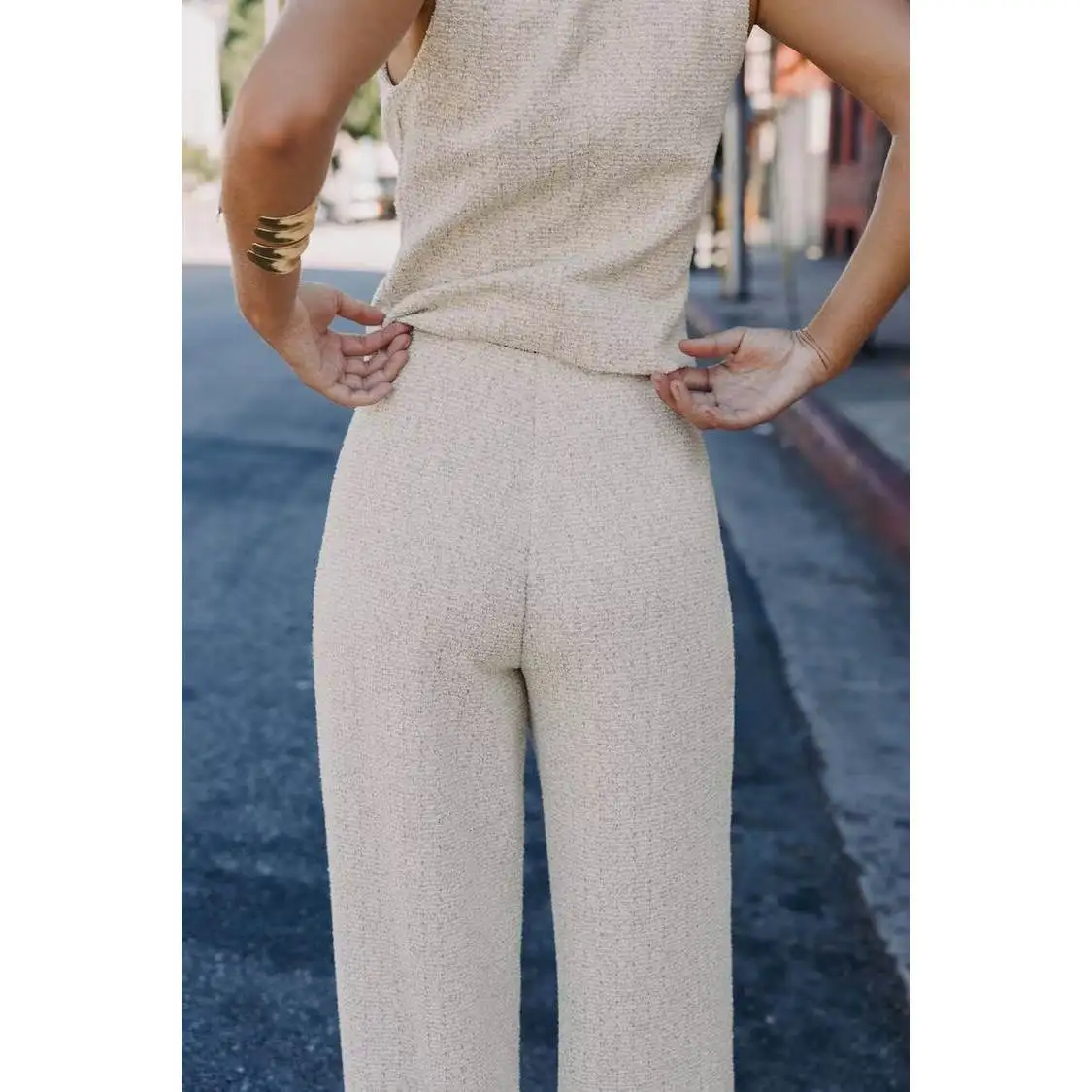 Zbzr outono novo conjunto de faion feminino v-ne spvel botão textura colete calças compridas quente fino ajuste europeu sle adulto feminino